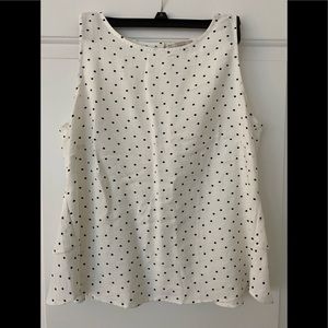 White/Navy Blue polka dots tank top - never been worn!